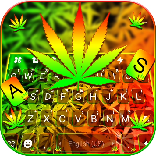 Bright Neon Weed Keyboard Back