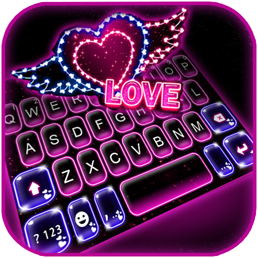 Neon Heart Lights Keyboard The