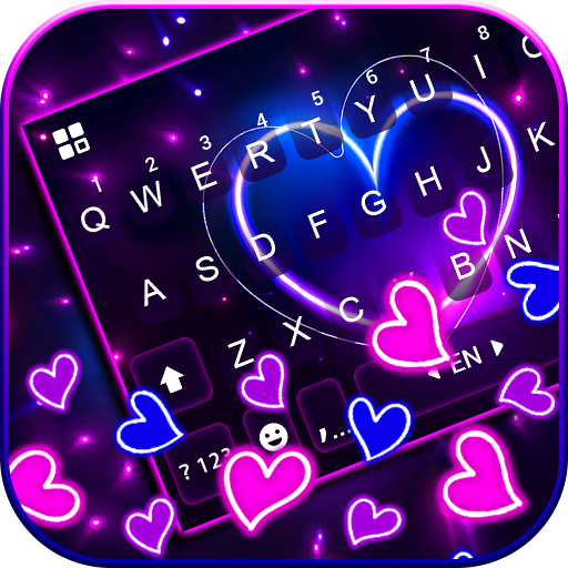 Neon Heart Gravity Keyboard Ba