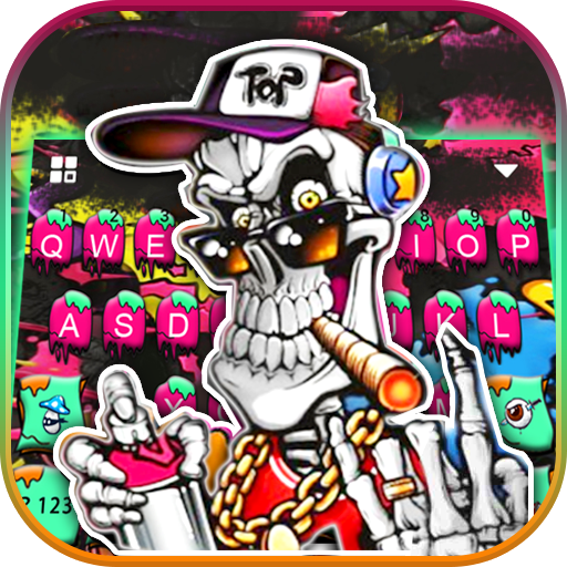 Graffiti Smoke Skull Keyboard 