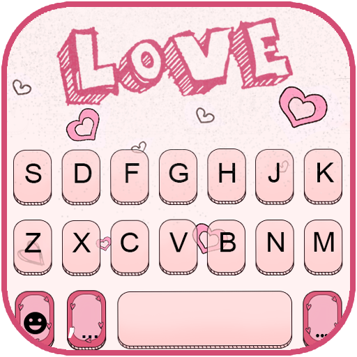 Pink Doodle Love Keyboard Back