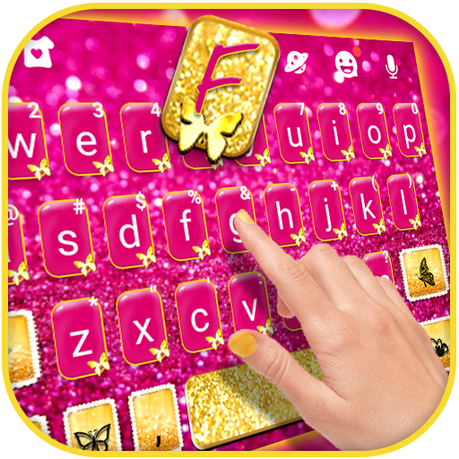 Pink Gold Glitter Keyboard Bac