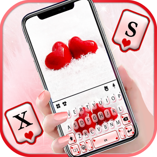 Red Hearts 3D Keyboard Backgro