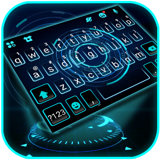 Blue Neon 3D Tech Keyboard Bac