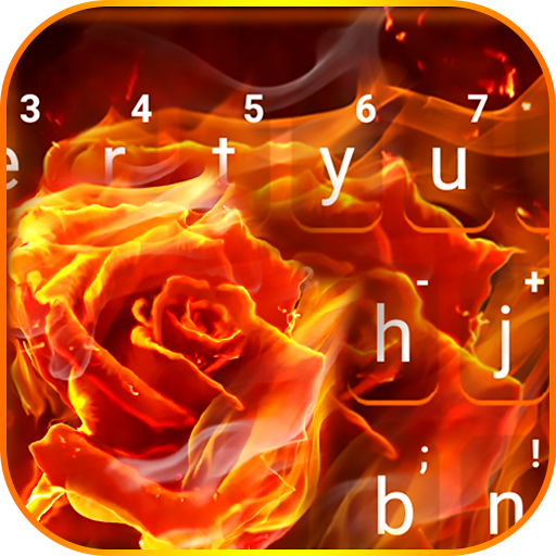 Flaming Fire Rose Keyboard The