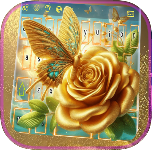 Gold Butterfly Rose Keyboard