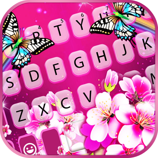 Pink Flower Butterfly Keyboard