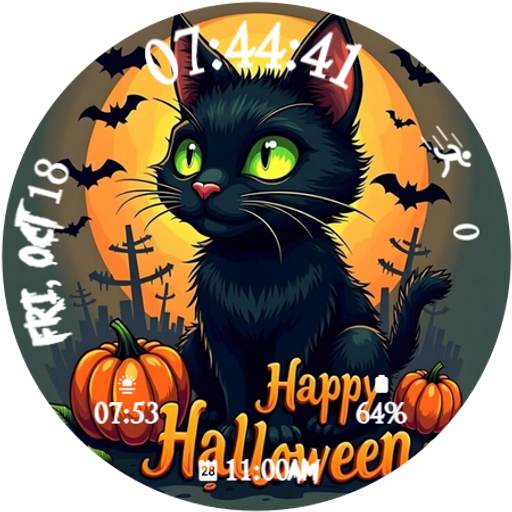 Cute Halloween Cat Watch Face2