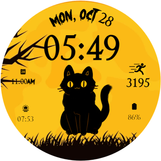 Cute Halloween Cat Watch Face