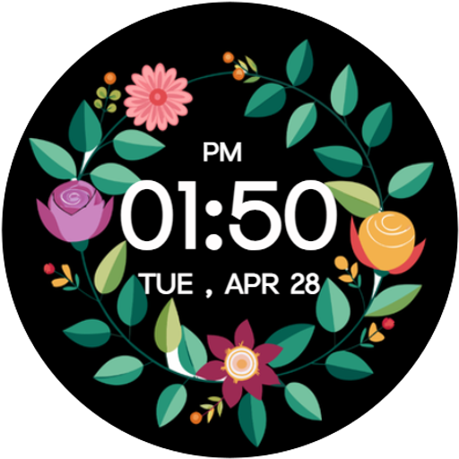 Floral Wreath MinimalWatchFace