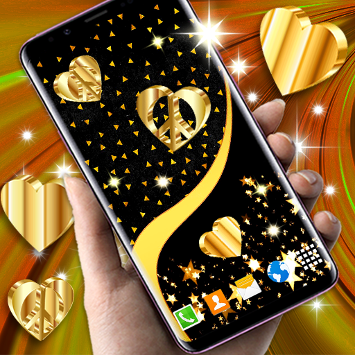 Gold 4K Hearts Live Wallpaper