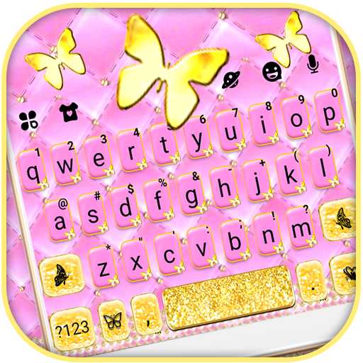 Pink Gold Butterflies Keyboard