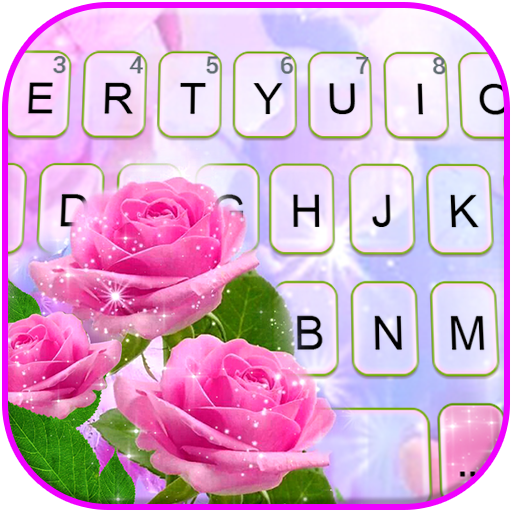 Glitter Pink Roses Keyboard Ba