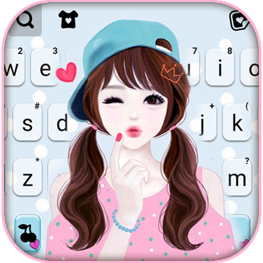 Wink Girl Cute Keyboard Backgr