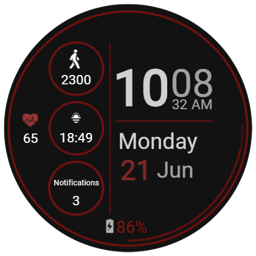 Watch Face Red and Black