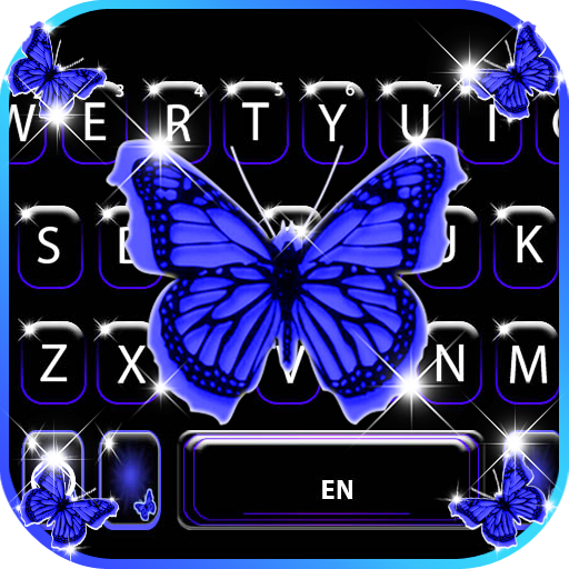 Blue Shiny Butterfly Keyboard 