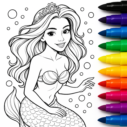 Mermaid games:Mermaid Coloring