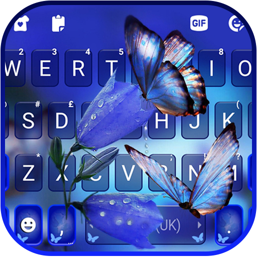 Blue Butterflies Keyboard Back