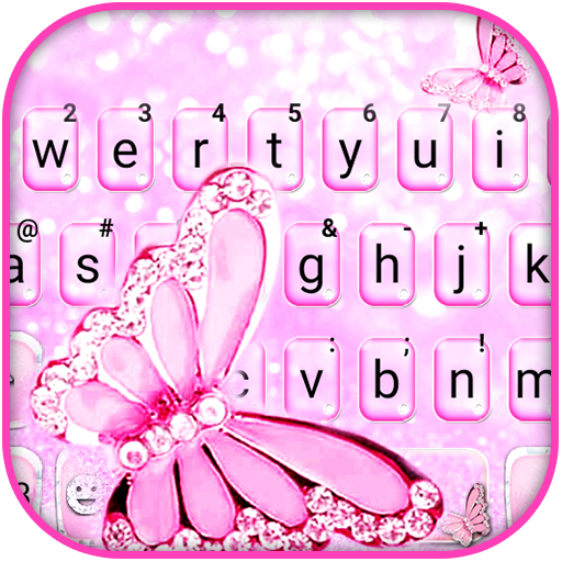Pink Shiny Butterfly Keyboard 