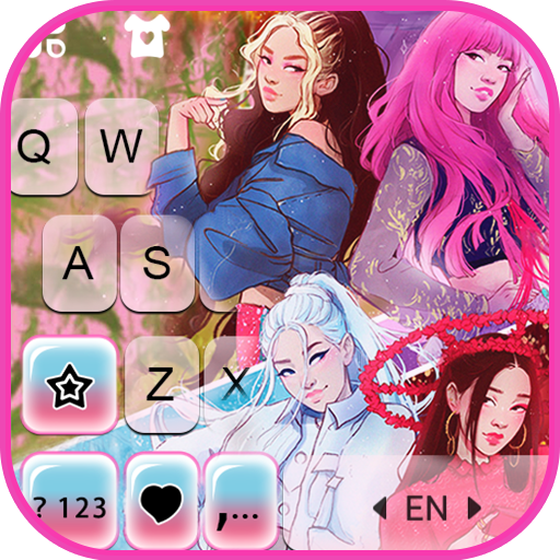 Pink Kpop Girls Keyboard Backg