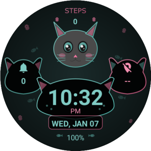 Mint Kitty - watch face