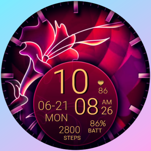 PW55 Digital Flower Watch Face